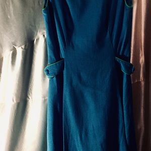 Turquoise and lime green vintage dress